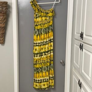 Cotton one shoulder tie dyed dress